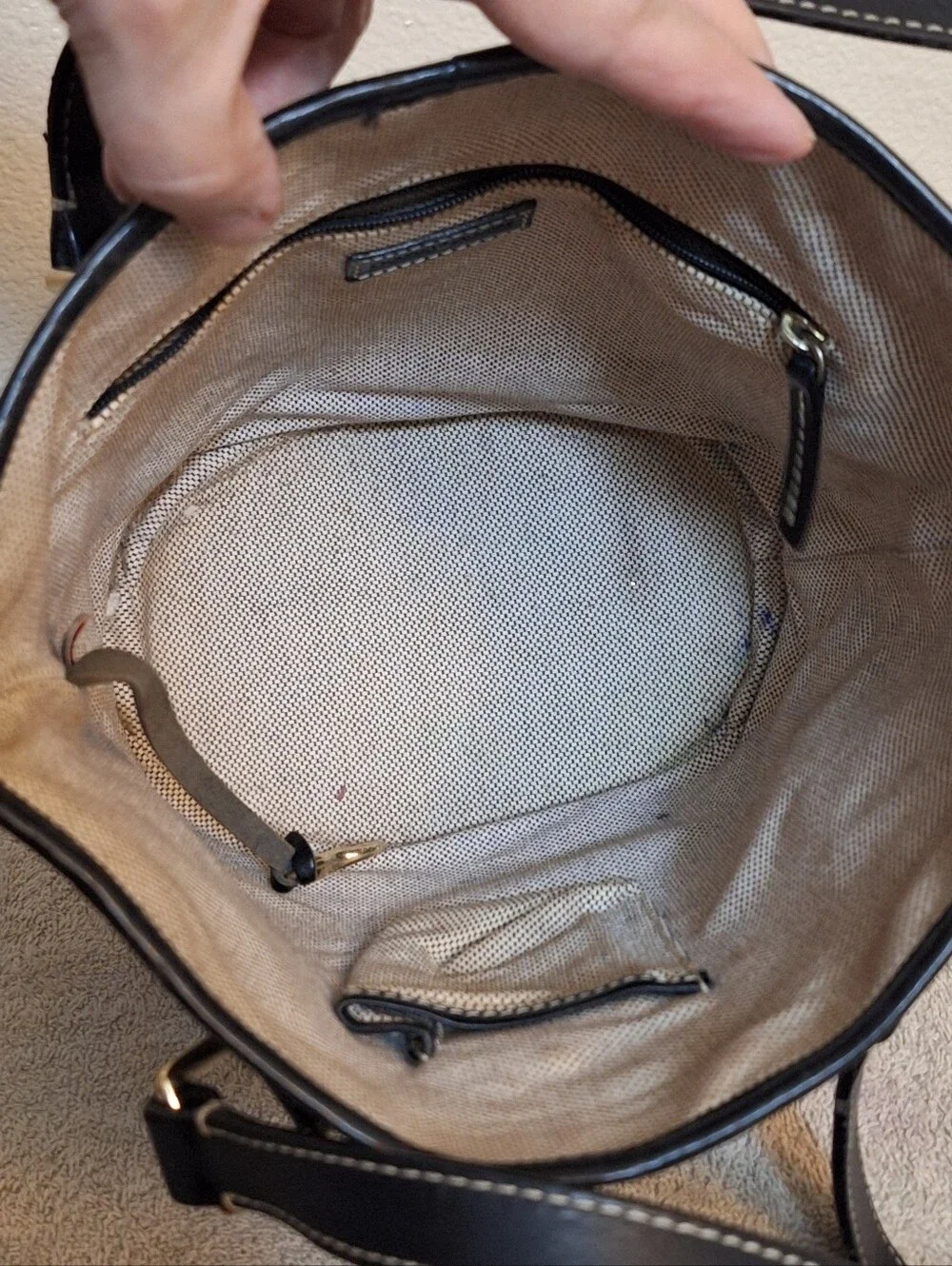 Dooney & Bourke Black Logo Canvas Bucket Tote Bag - Picture 10 of 17